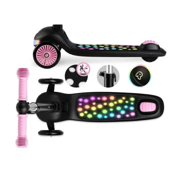 Ricokids Glowi Trokotačni Led Skuter Za Djecu Crni I Rozi 4