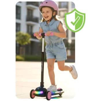 Ricokids Glowi Trokotačni Led Skuter Za Djecu Crni I Rozi 5