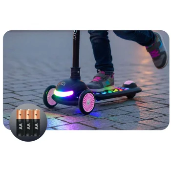Ricokids Glowi Trokotačni Led Skuter Za Djecu Crni I Rozi 7