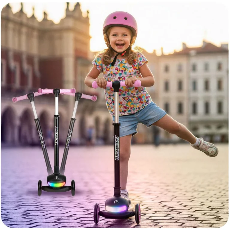 Ricokids Glowi Trokotačni Led Skuter Za Djecu Crni I Rozi 8