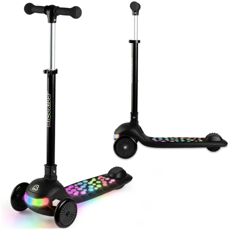 Ricokids Glowi Trokotačni Led Skuter Za Djecu Crni 10