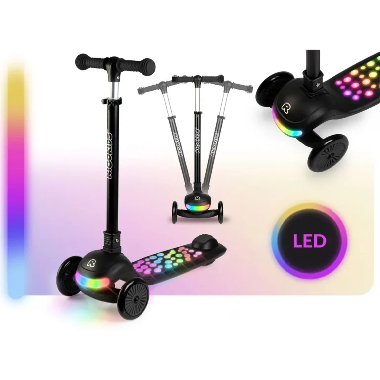Ricokids Glowi Trokotačni Led Skuter Za Djecu Crni 2