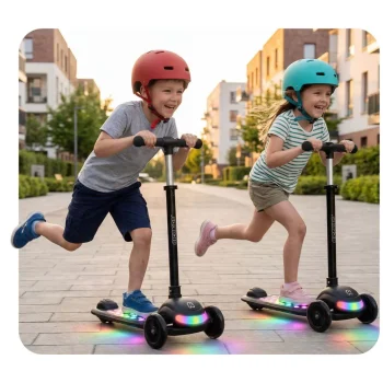 Ricokids Glowi Trokotačni Led Skuter Za Djecu Crni 6