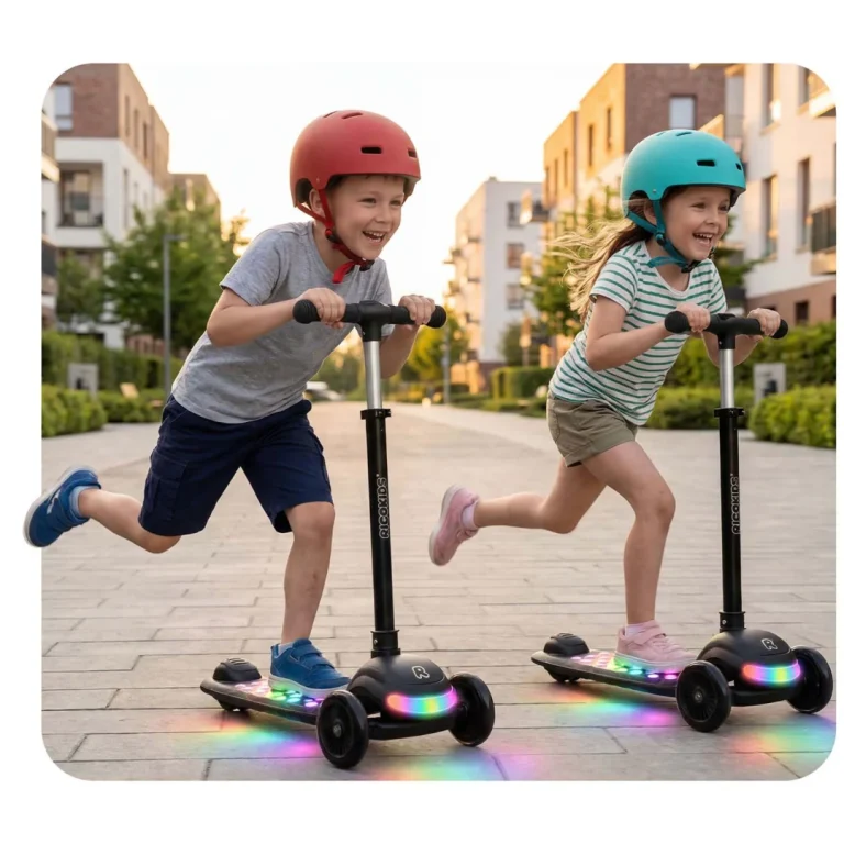 Ricokids Glowi Trokotačni Led Skuter Za Djecu Crni 6