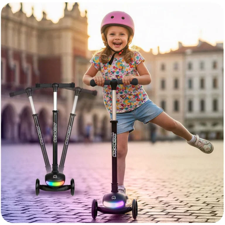 Ricokids Glowi Trokotačni Led Skuter Za Djecu Crni 8