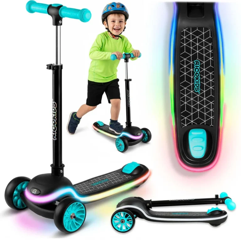 Ricokids Leddi Led Skuter S Tri Kotača Za Djecu Crni I Tirkizni 1
