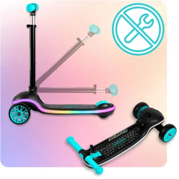 Ricokids Leddi Led Skuter S Tri Kotača Za Djecu Crni I Tirkizni 10