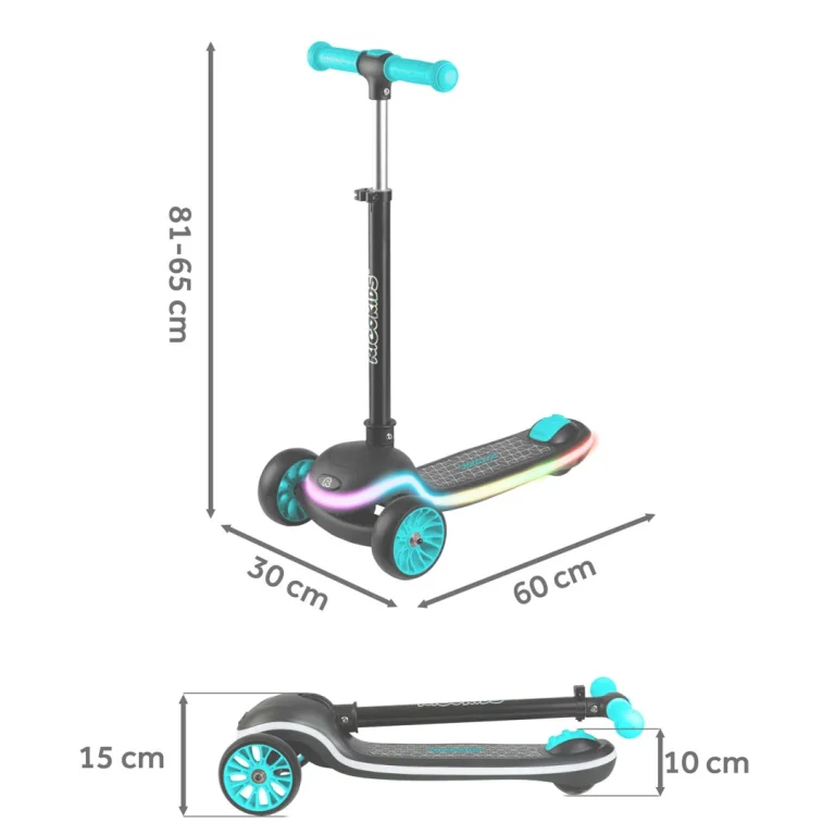 Ricokids Leddi Led Skuter S Tri Kotača Za Djecu Crni I Tirkizni 14