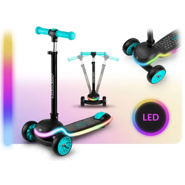 Ricokids Leddi Led Skuter S Tri Kotača Za Djecu Crni I Tirkizni 2
