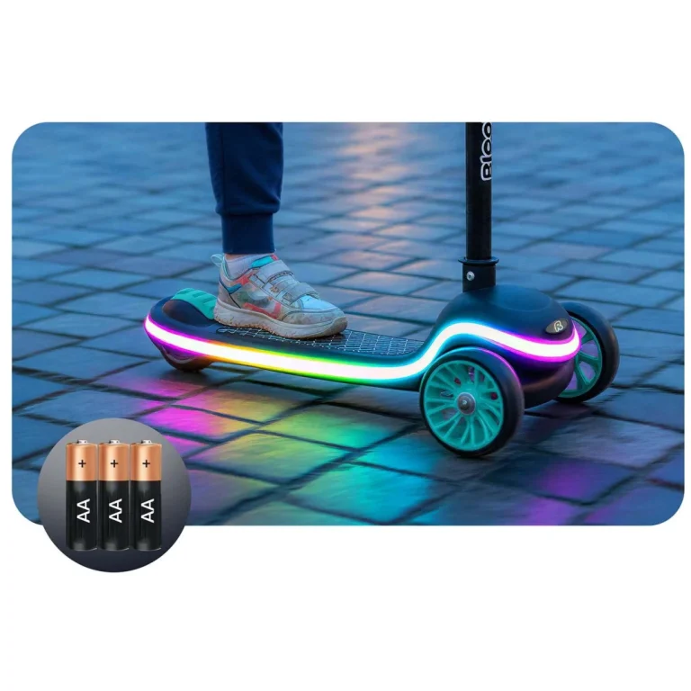 Ricokids Leddi Led Skuter S Tri Kotača Za Djecu Crni I Tirkizni 8