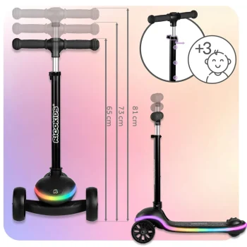 Ricokids Leddi Trokotačni Led Skuter Za Djecu Crni 11