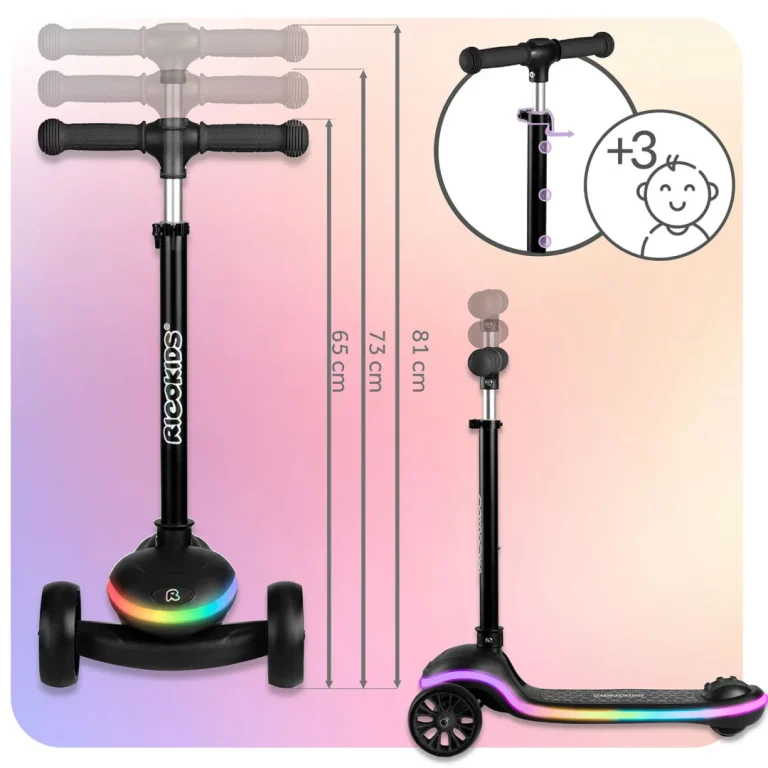 Ricokids Leddi Trokotačni Led Skuter Za Djecu Crni 11