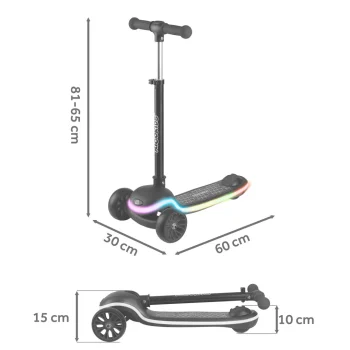 Ricokids Leddi Trokotačni Led Skuter Za Djecu Crni 12