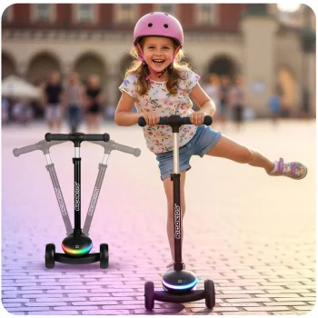 Ricokids Leddi Trokotačni Led Skuter Za Djecu Crni 9