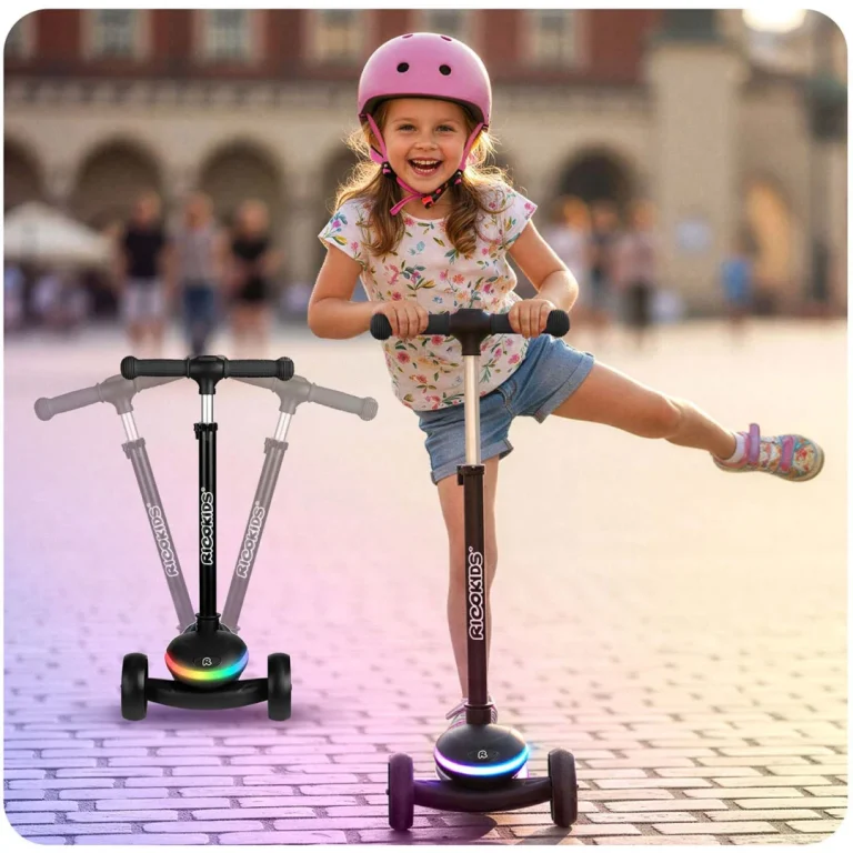 Ricokids Leddi Trokotačni Led Skuter Za Djecu Crni 9