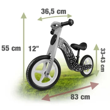 Ricokids Rc 615 Drveni Balansni Bicikl, Crno Bijeli 10