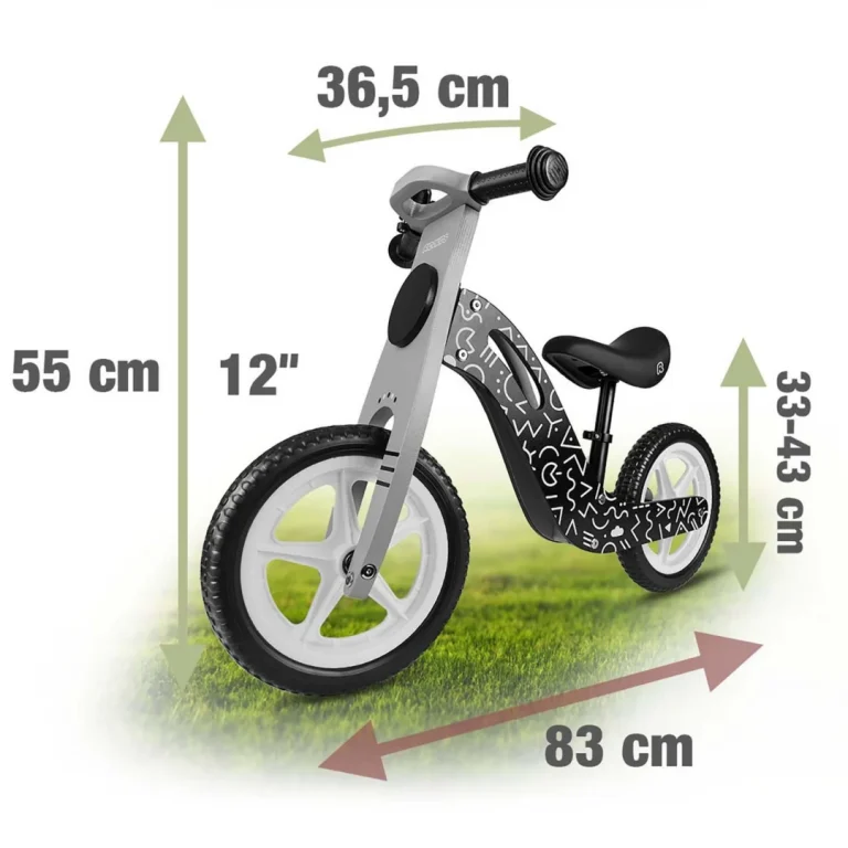 Ricokids Rc 615 Drveni Balansni Bicikl, Crno Bijeli 10