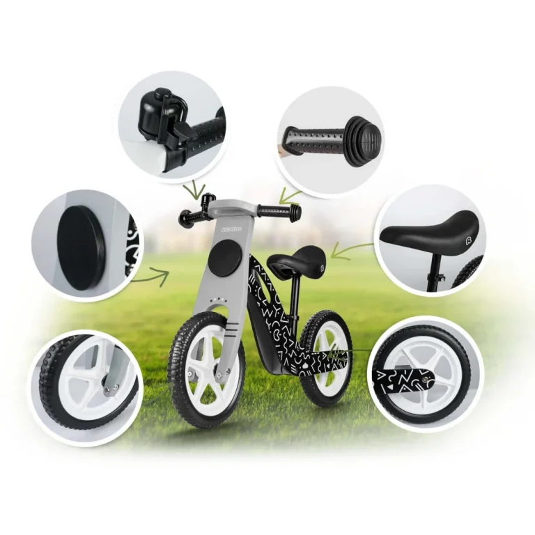 Ricokids Rc 615 Drveni Balansni Bicikl, Crno Bijeli 9