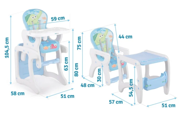 Ricokids Teri 3u1 Stolica Za Hranjenje Beba, Siva I Plava 7