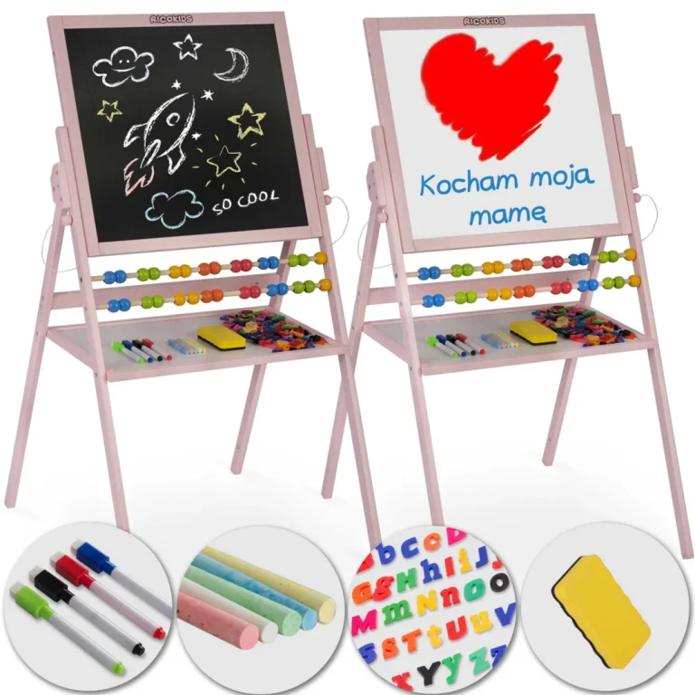 Ricokids Magnetska Rotirajuća Ploča Za Pisanje Kredom Ružičasta 10
