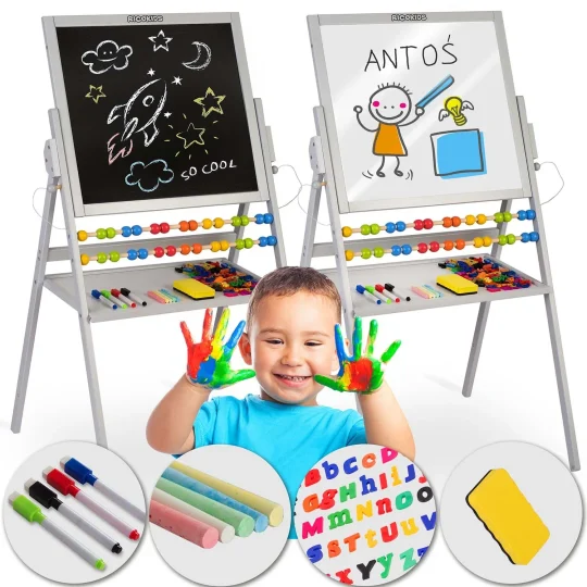 Ricokids Magnetska Rotirajuća Ploča Za Pisanje Kredom Siva 1