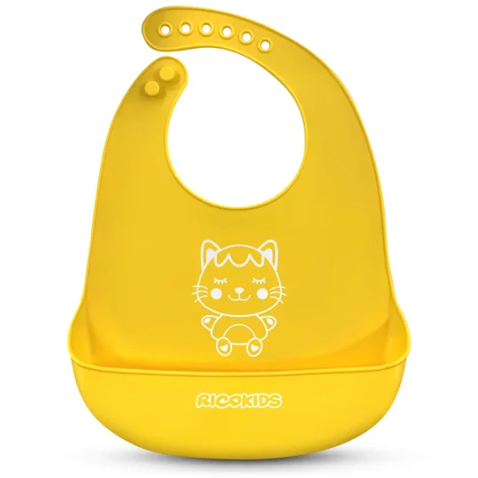 Ricokids Silikonski Podbradnik Za Hranjenje žuti 1