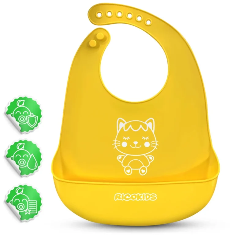 Ricokids Silikonski Podbradnik Za Hranjenje žuti 2