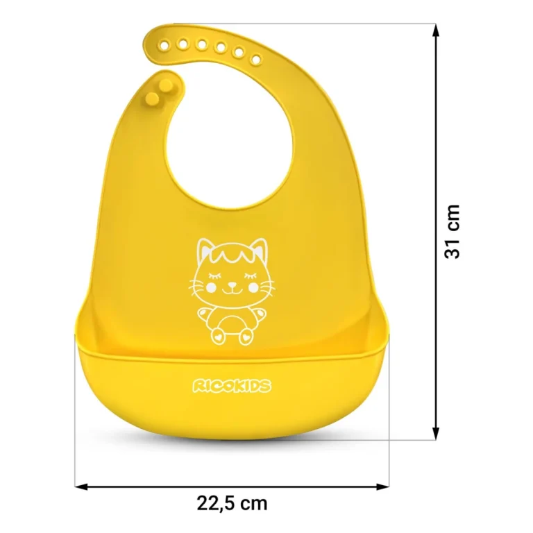 Ricokids Silikonski Podbradnik Za Hranjenje žuti 3