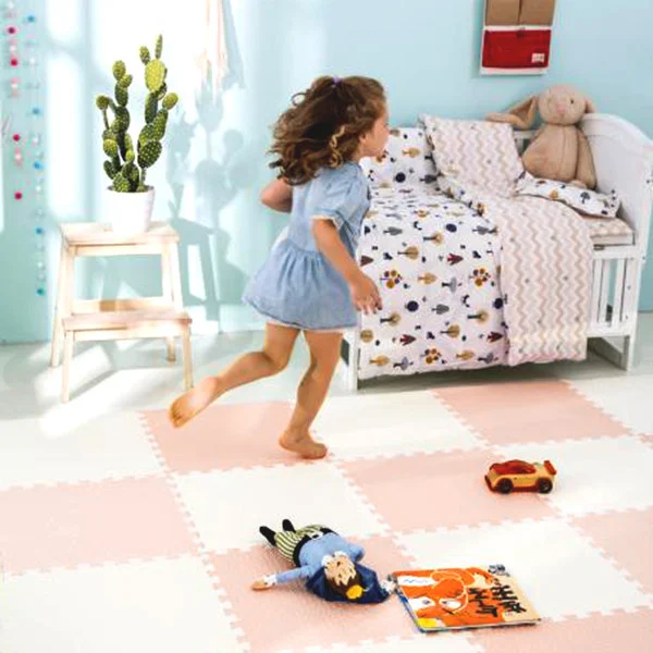 Ricokids Velika Pjenasta Podloga Za Slaganje 60x60 Cm 4 Komada Boje Breskve I Bijele 3