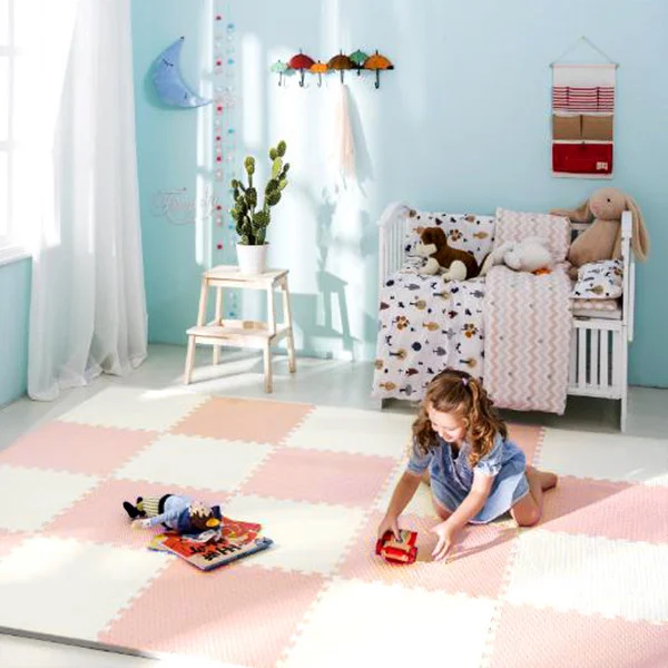 Ricokids Velika Pjenasta Podloga Za Slaganje 60x60 Cm 4 Komada Boje Breskve I Bijele 5