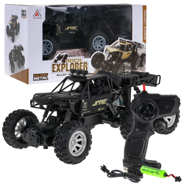 Rock Explorer 4x4 Metalna Gusjenica Za Djecu 8+ Godina Na Daljinsko Upravljanje 1:18 Gumena 6, Crna 1