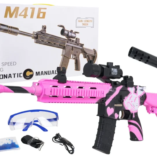 Ružičasta Puška M416 S Vodenim Kuglicama + Pribor 1