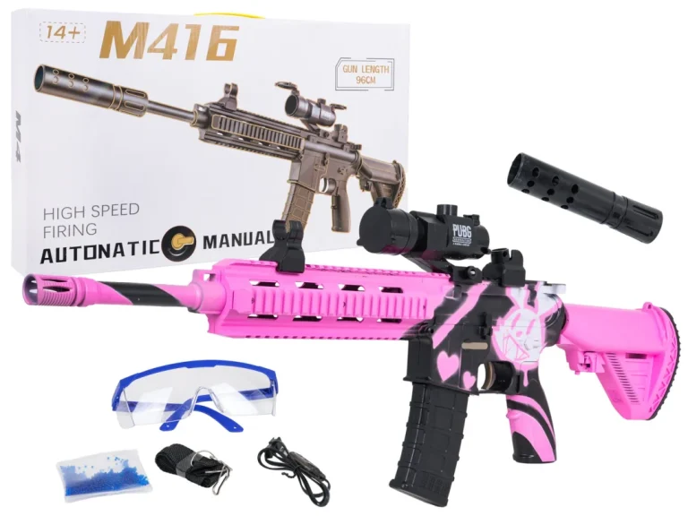 Ružičasta Puška M416 S Vodenim Kuglicama + Pribor 1