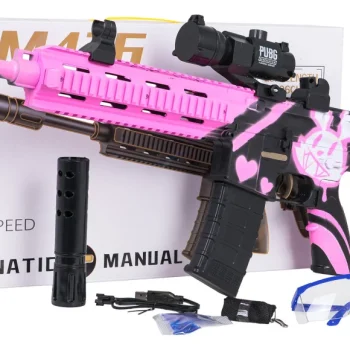 Ružičasta Puška M416 S Vodenim Kuglicama + Pribor 7