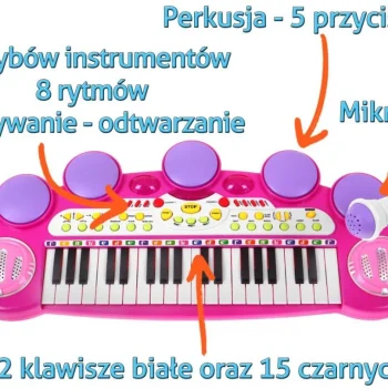 Ružičasti Glazbeni Set S Klavijaturom, Bubnjem I Mikrofonom 3+ 3