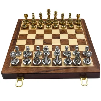 Šahovski Set Metalnih Figura, Sklopiva Ploča 29,5 Cm 2