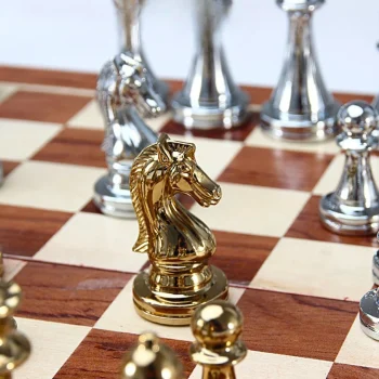 Šahovski Set Metalnih Figura, Sklopiva Ploča 29,5 Cm 5