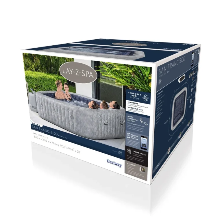 San Francisco Smart Hydrojet Lay Z Spa Bestway Kućni Jacuzzi Za 7 Osoba + 5 Jastuka + 2 Led Svjetla 16