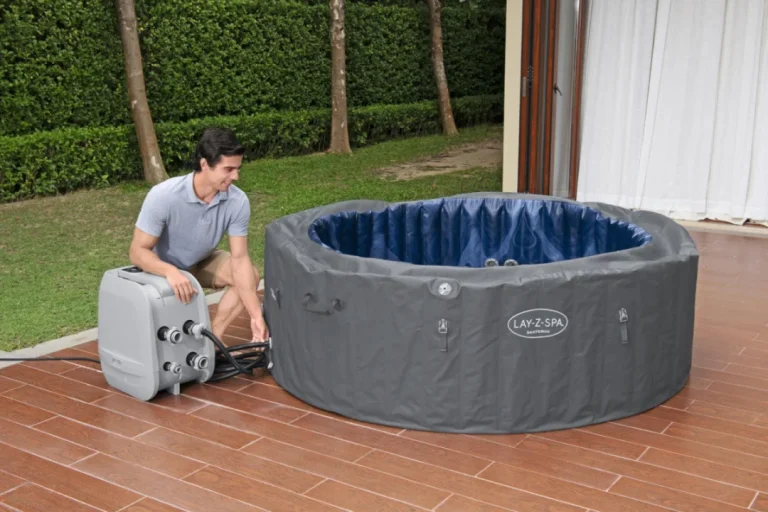 Santorini Lay Z Spa Hydrojet Pro Vrtna Jacuzzi Kada Bestway 7 Sjedala + Pumpa + Led + 5 Jastuka 14