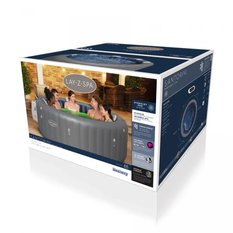 Santorini Lay Z Spa Hydrojet Pro Vrtna Jacuzzi Kada Bestway 7 Sjedala + Pumpa + Led + 5 Jastuka 15