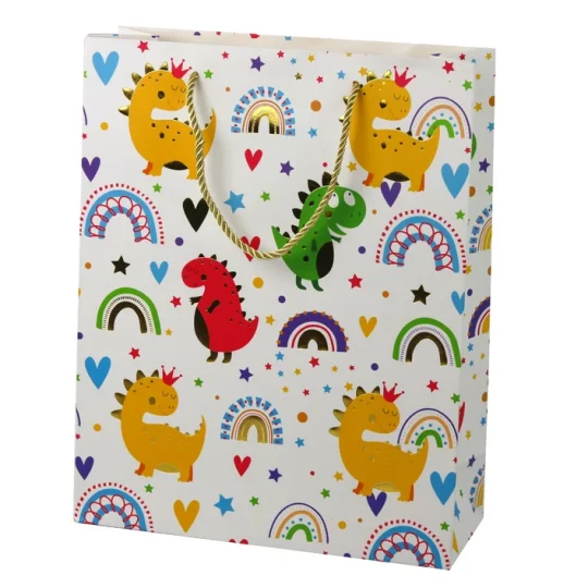 Šarena Poklon Vrećica S Dinosaurima U Duginim Bojama 32 Cm X 26 Cm X 10 Cm 1