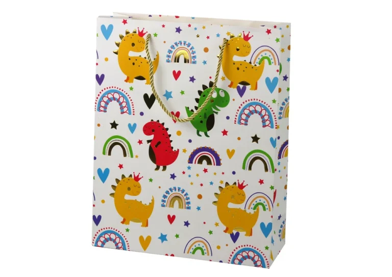 Šarena Poklon Vrećica S Dinosaurima U Duginim Bojama 32 Cm X 26 Cm X 10 Cm 1