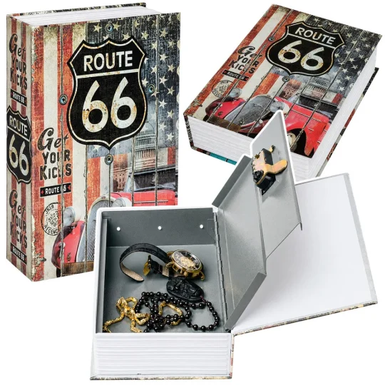 Sef U Obliku Knjige Route 66 S Ključem, Mali 18,5 Cm 1