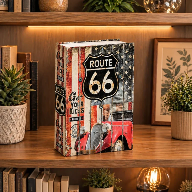Sef U Obliku Knjige Route 66 S Ključem, Mali 18,5 Cm 3