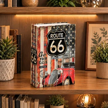 Sef U Obliku Knjige Route 66 S Ključem, Veliki 24,5 Cm 3