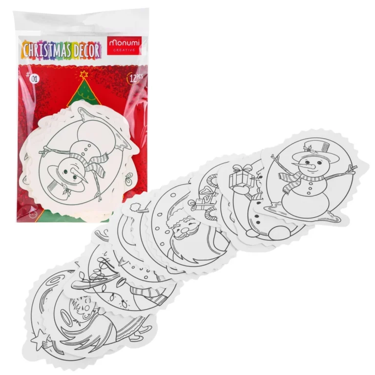 Set 12 Božićnih Kuglica Kartonske Bojanke 1