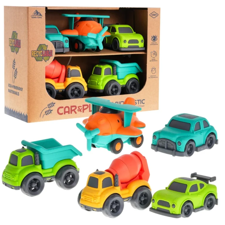 Set 4 Bioplastična Vozila + Avion 18m+ 1