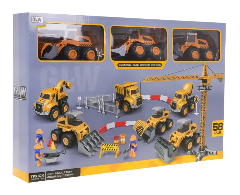 Set 6 Metalnih Građevinskih Vozila S Podlogom 3+ 14
