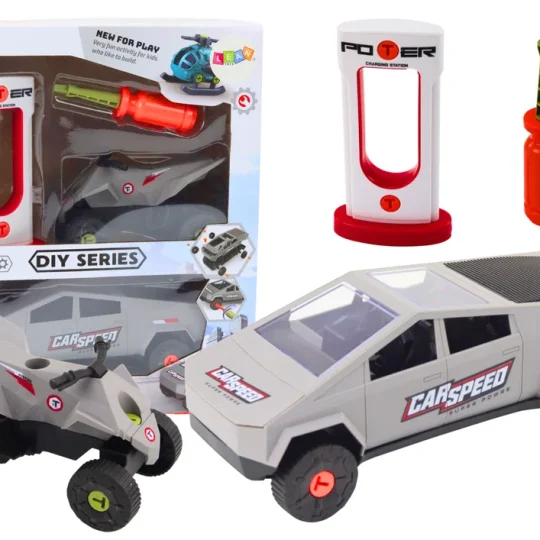 Set Automobila I Quada Za Rastavljanje, Sivi, S Odvijačem 1
