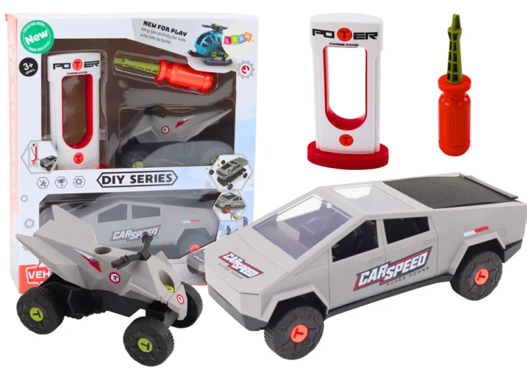 Set Automobila I Quada Za Rastavljanje, Sivi, S Odvijačem 1